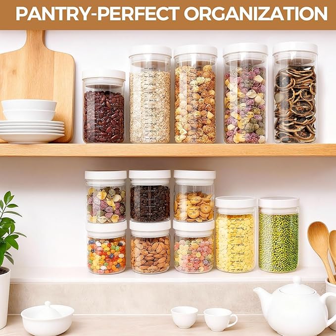 Danbark Set of 3 42oz Airtight Glass Storage Canisters with Lids - Pantry Organizers and Storage Glass for Kitchen - for Pantry, Flour, Sugar, Coffee
