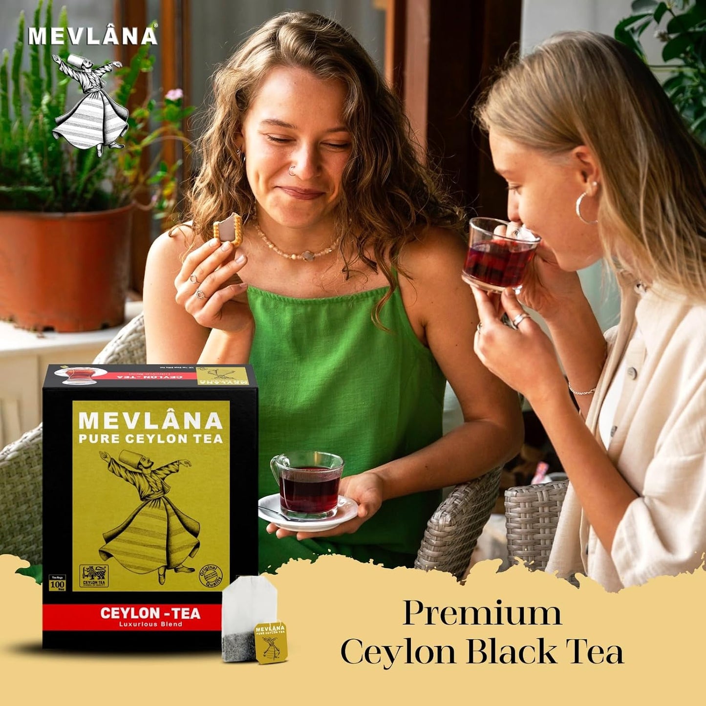 Mevlâna - Ceylon Earl Grey Black Tea Bags | Light Bergamot | 100 Tea Bags | Hand-Picked Tea Leaves | Low Caffeine | Authentic Taste | Naturally Allergen-Free | Premium Everyday Brew | Hot &amp; Iced |100oz