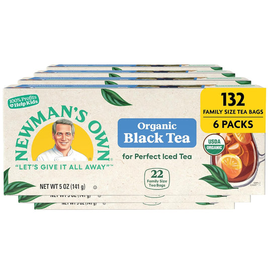 Newman's Own Organic Black Tea Boosts Immunity and Promotes Overall Wellbeing Strong Robust Unsweetened Black Tea with 22 Individually Wrapped Family