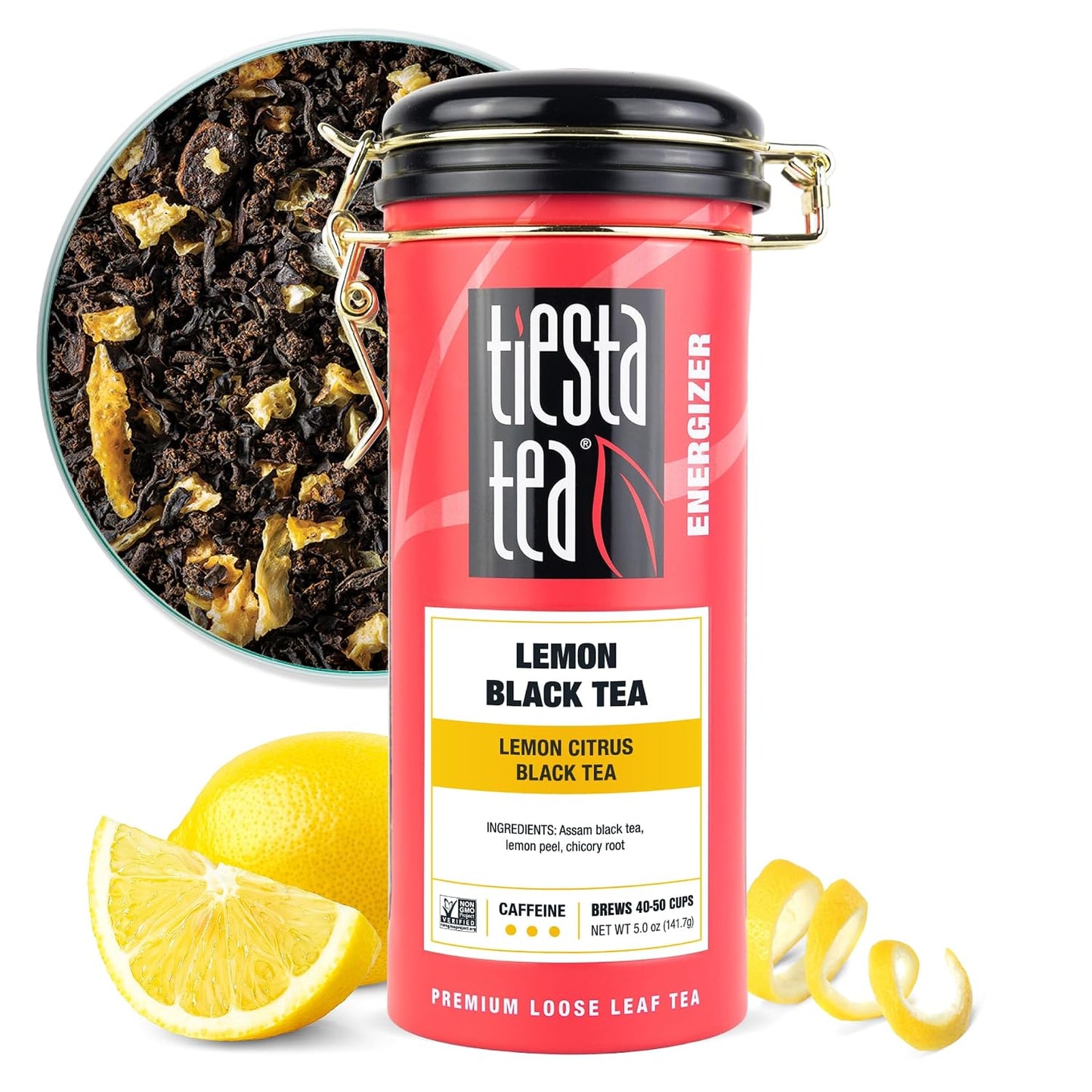 Tiesta Tea - Lemon Black Tea, Loose Leaf, Lemon Citrus Black, Premium Blend | High Caffeinated, Makes Hot or Iced, Brews Up to 50 Cups, 5oz Refillable Tin