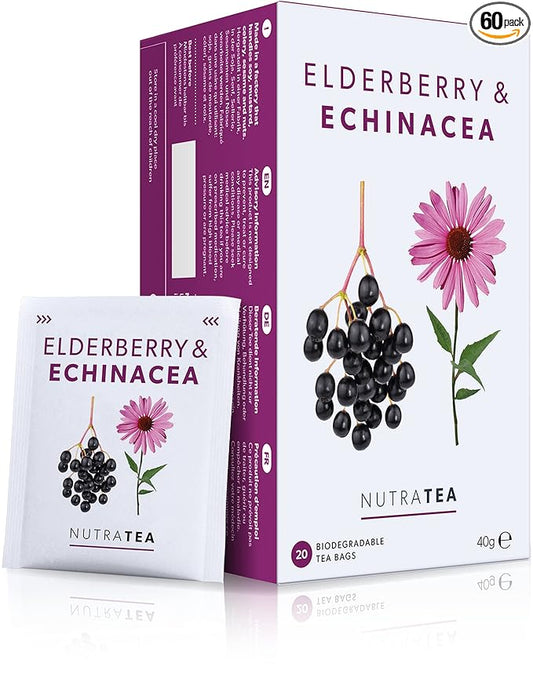 Nutra Tea Elderberry & Echinacea Immunity - 60 Tea Bags (3 Pack)