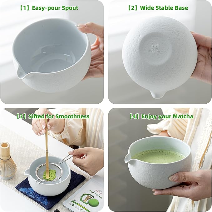 Teanagoo Matcha Whisk Set,7 Pcs Matcha Set Lt.Grey,Matcha Kit for Ceremony,Matcha Tea Set for Making Breakfast/Latte