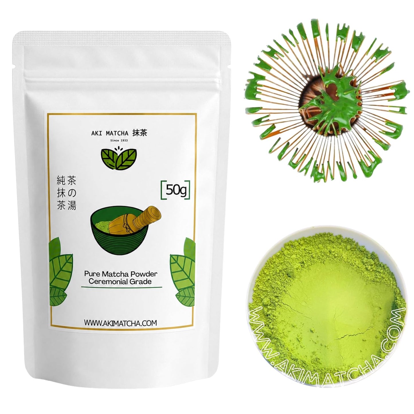 AKI MATCHA AKI02 - Saemidori Matcha First Harvest 2026 Ceremonial Grade Matcha | Origin Shizuoka Japan | Hand picked | Stone milled - Size 50g - 25serv