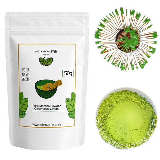 AKI MATCHA AKI02 - Saemidori Matcha First Harvest 2026 Ceremonial Grade Matcha | Origin Shizuoka Japan | Hand picked | Stone milled - Size 50g - 25serv