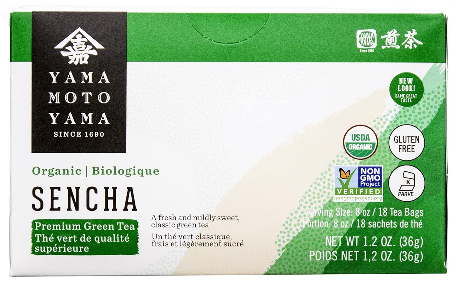 Yamamotoyama Organic Sencha Green Tea Bag 18 ct (Pack of 6)