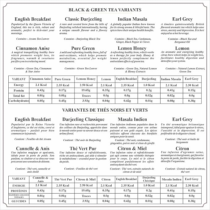 Octavius Gift's Select - Assorted Tea in Leafcut Design Wooden Box | 6 Flavors, 60 Tea Bags | Black & Green | Premium Tea Gifts for Women & Men | Pack of 1