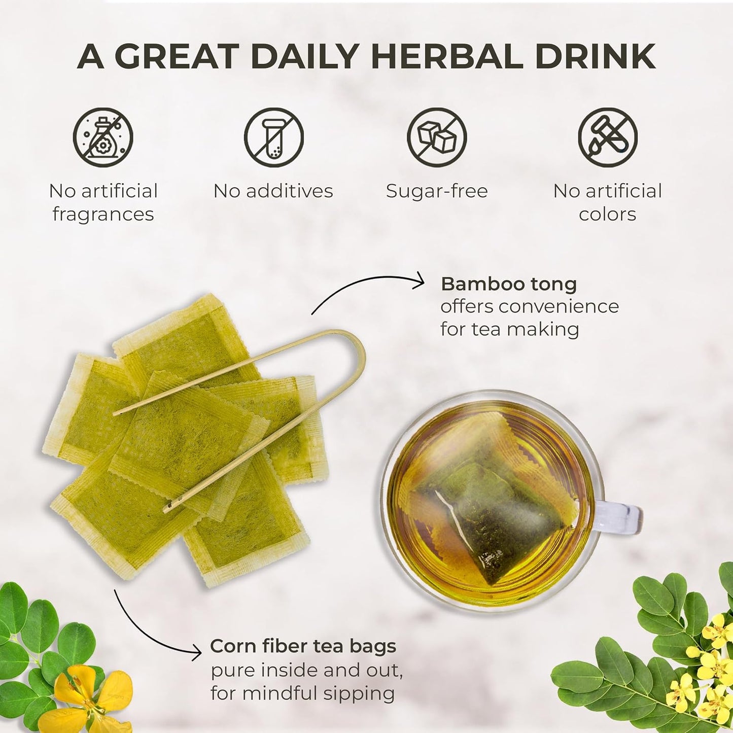 Senna Tea Bags, 55 Count, Bamboo Tong Included, Cleanse Tea, 3.7 oz | Bamboo Tong Included, Natural Senna Leaves, Supports Digestive Comfort &amp; Gentle Cleanse, Slightly Bitter Herbal Tea