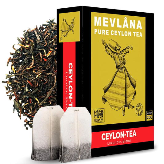 Mevlâna - Ceylon Earl Grey Black Tea Bags | Light Bergamot | 100 Tea Bags | Hand-Picked Tea Leaves | Low Caffeine | Authentic Taste | Naturally Allergen-Free | Premium Everyday Brew | Hot &amp; Iced |100oz