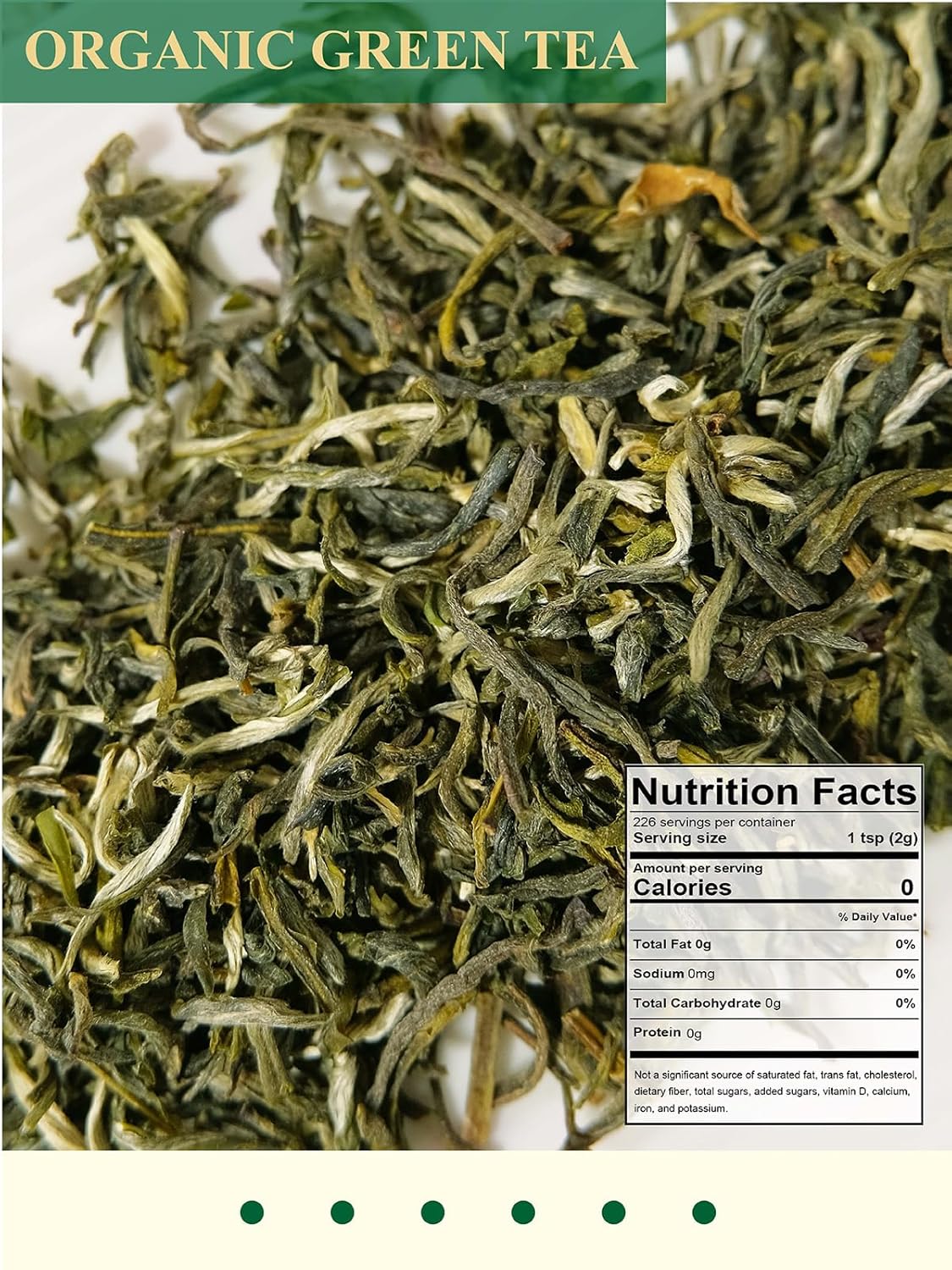 GLDNT Organic Green Tea, Loose Leaf, High Mountain, Smooth & Delicate Flavor, Caffeinated, 16oz