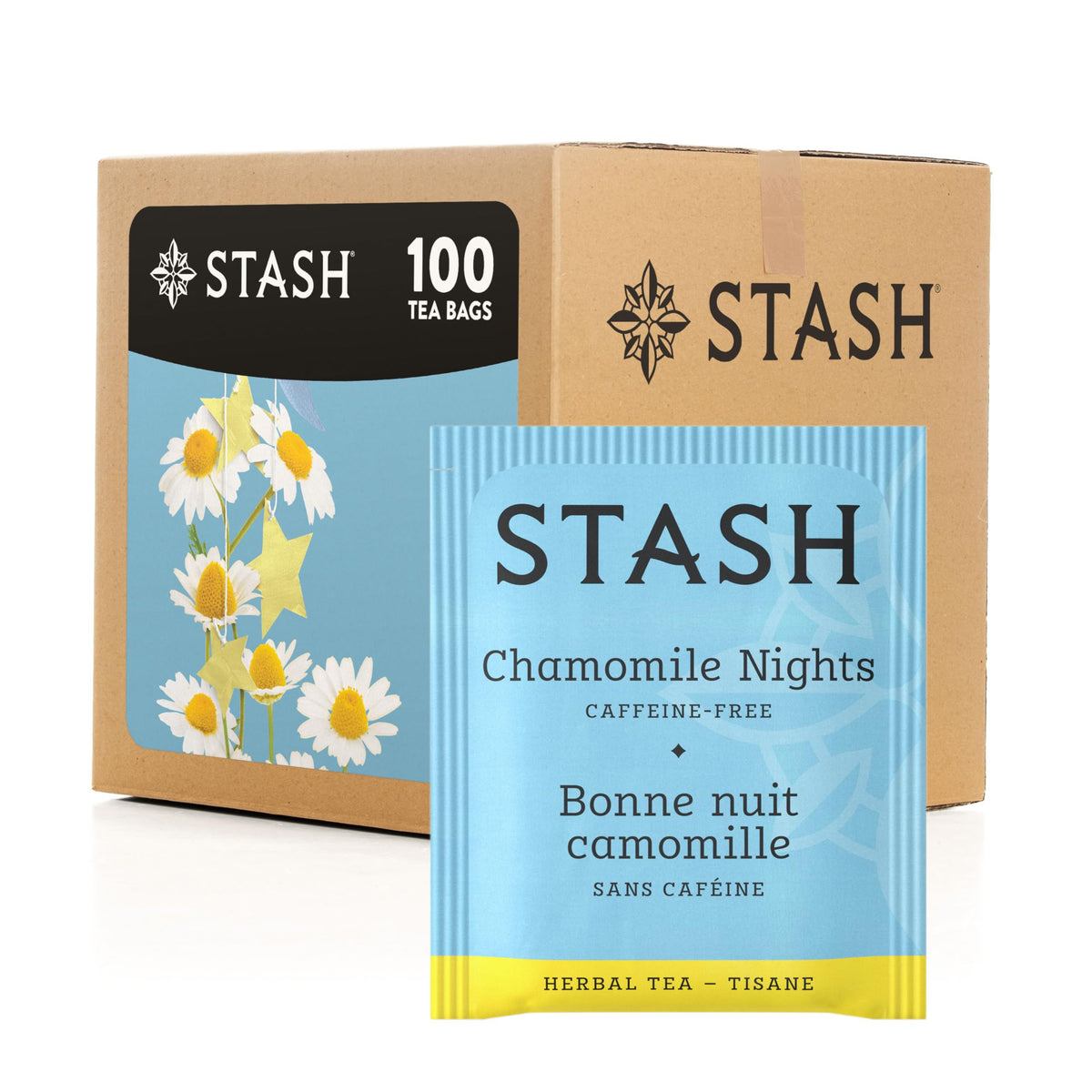 STASH Chamomile Nights Herbal Tea, 100 Bags Bulk Pack, Caffeine Free