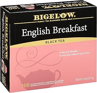 Bigelow English Breakfast Black Tea, Caffeinated Tea, 100 Count Box (Pack of 1)