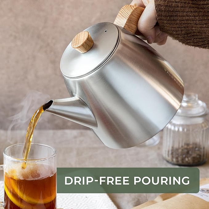 Waldwerk Tea Pot with Infuser - Double Wall Stainless Steel Teapot - Tea Pot with Infuser for Loose Tea