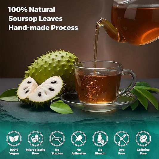 Fresh Soursop Leaf Tea from the USA – 100% Pure, Wild-Harvested Herbal Loose Leaf Tea, Natural Aroma, Caffeine-Free, No Additives or Preservatives