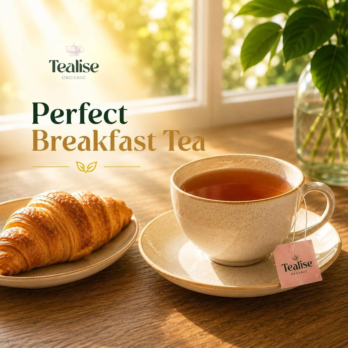 Organic English Breakfast Black Tea – High Mountain Yunnan Whole Leaf Tea – Bold, Smooth &amp; Full-Bodied Morning Tea (60 Tea bag (Pack of 1))