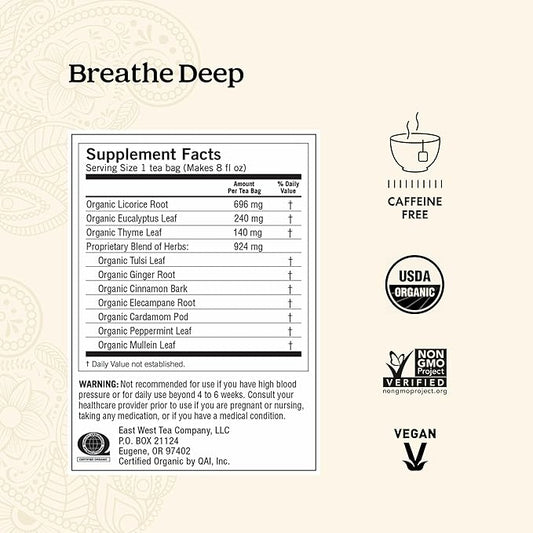 Yogi Tea Breathe Deep Tea - 16 Tea Bags per Pack (6 Packs) - Organic Respiratory Tea - Supports Respiratory Health - Includes Licorice Root
