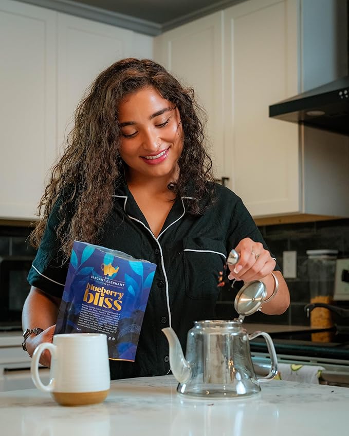 Blueberry Bliss Tea, Organic Loose Leaf Herbal Tea – Real Fruit, Summer Juice, Caffeine-Free, Refreshing Sweet Iced Drink