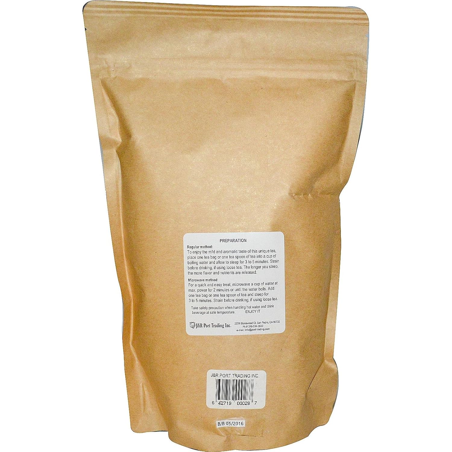 J&R Port Trading Organic Green Rooibos, Caffeine Free, 1 lb (454 g)