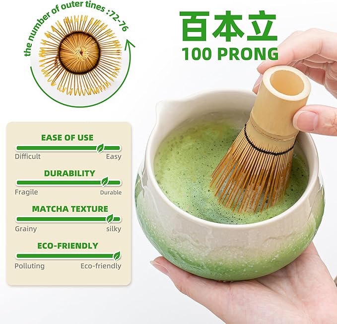 Teanagoo 7 Pcs Matcha Whisk Set,Green Matcha Set, Ceremony Matcha Powder Kit,Matcha Tea Set for Making Latte