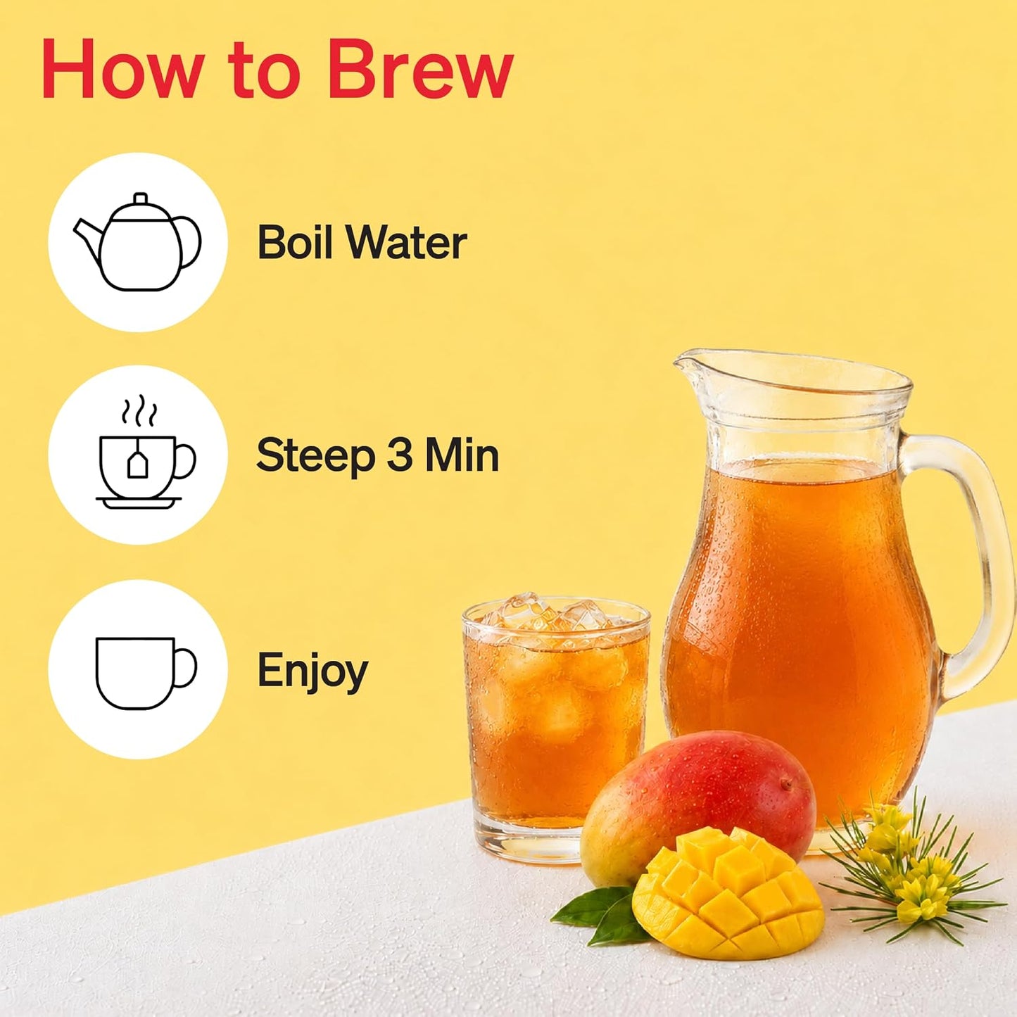 Damtuh Apple Mango Rooibos Cold Brew Tea Bags, Caffeine-Free, 20 Count | Sweet apple and mango with smooth rooibos; zero sugar, zero carbs, sweetened with stevia; cold brew bags
