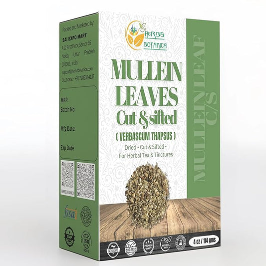 Herbs Botanica Mullein Leaf Tea Loose Leaves Mullein Herb Mullen Respiratory Health, Skin Health, Supports Digestive Health Soothing Sore Throats 4 oz