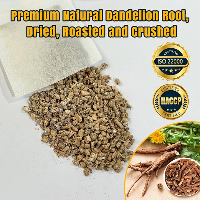 Bedy Dandelion Root Tea, Natural Dandelion Herbal Tea, Support Digestion and Boost Immune System, Caffeine Free, 50 Individually Wrapped Tea Bags