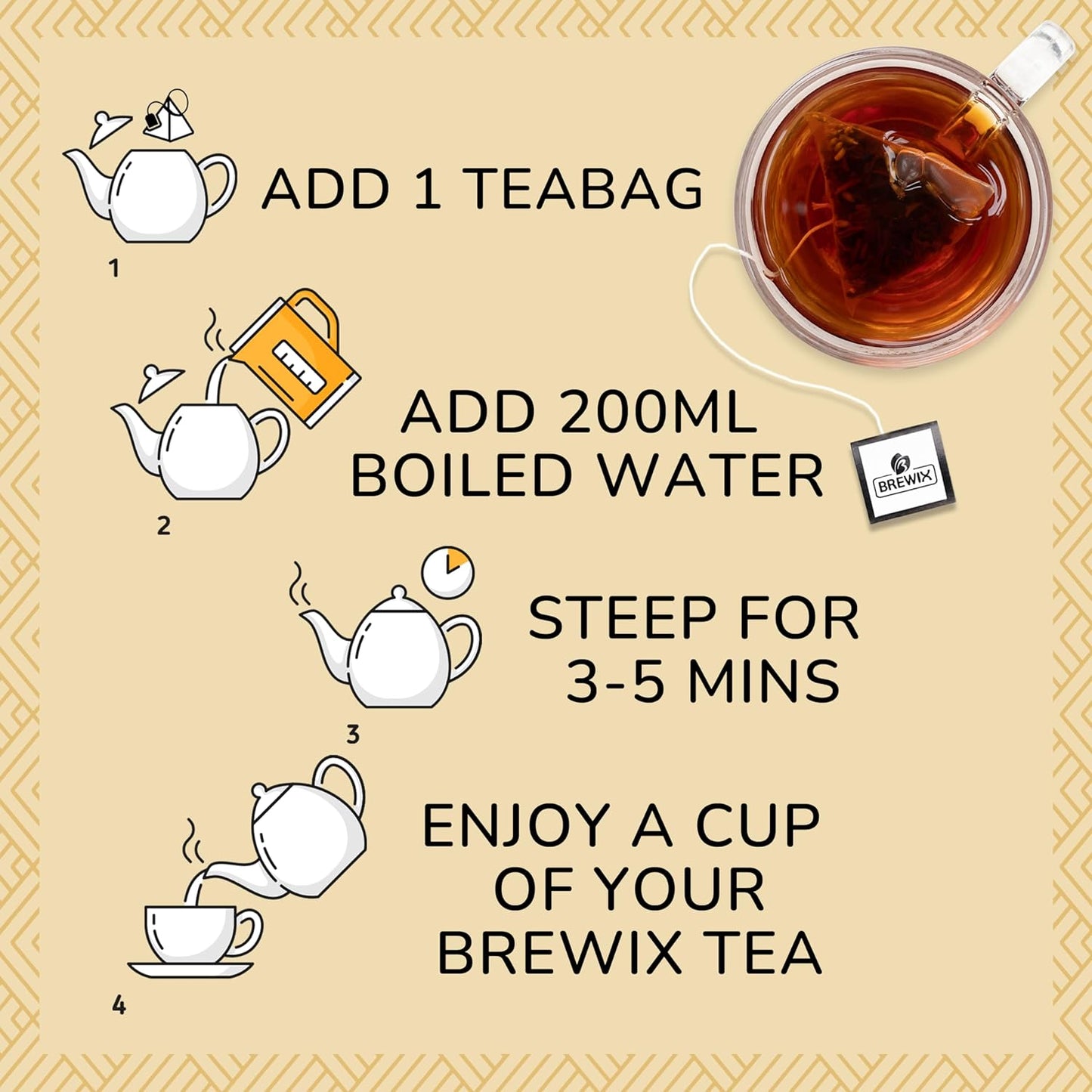 BREWIX Premium Assorted Black Tea Sampler Gift Box with 5 Flavors (20 Pyramid Indivdidually Wrapperd Tea Bags) | Tea Gift Set & Variety Pack | Gifts for Women & Men, Tea Set