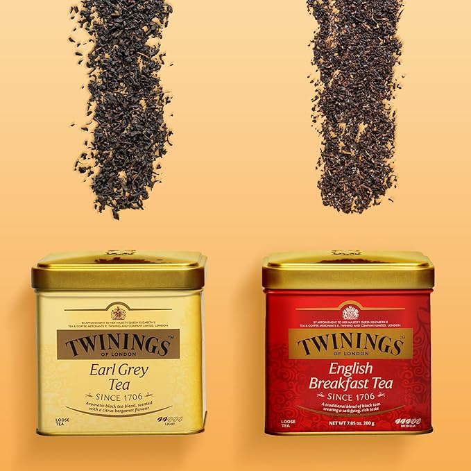 Twinings Earl Grey Loose Tea Tin, 7.05 Ounce Tin (Pack of 1), Smooth, Flavourful, Robust Black Tea Leaves, Caffeinated, Enjoy Hot or Iced