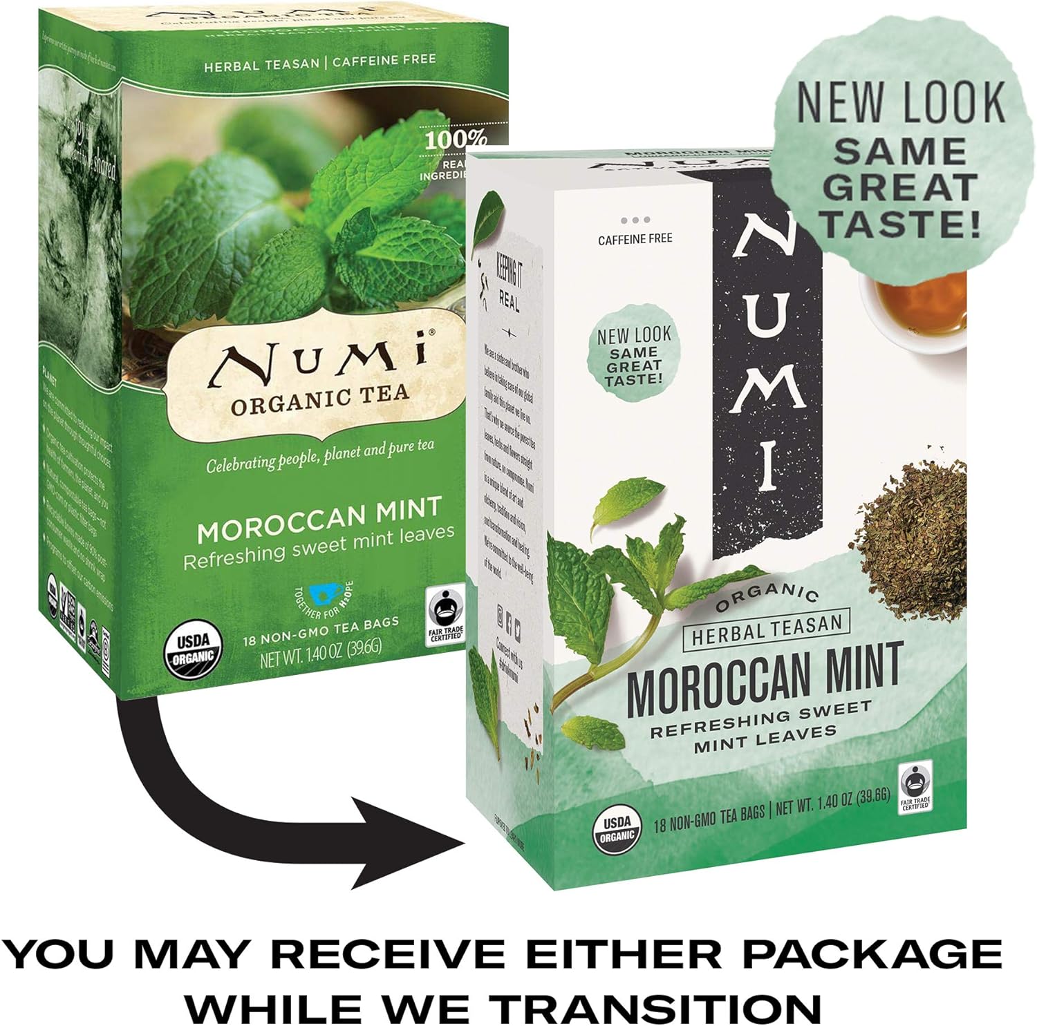 Numi Organic Tea Moroccan Mint, 18 ct