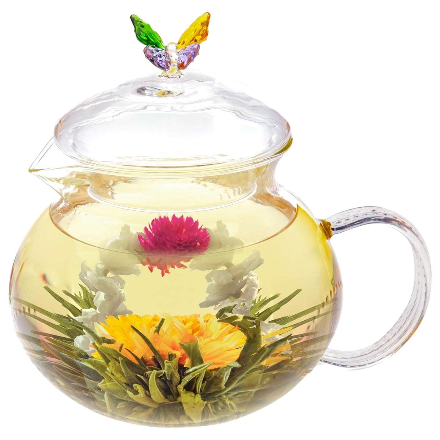 Teabloom Litchi & Peach Flowering Teas – Hand-Tied Flowering Tea Balls - Each Tea Blossom Can Be Used Multiple Times (2-Pack)