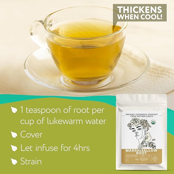Marshmallow Root Tea Organic (4oz.) - Marshmellow Root Herb (Althea Officinalis) - Throat Tea - Great for Gut Lining, Digestion, Respiratory Health