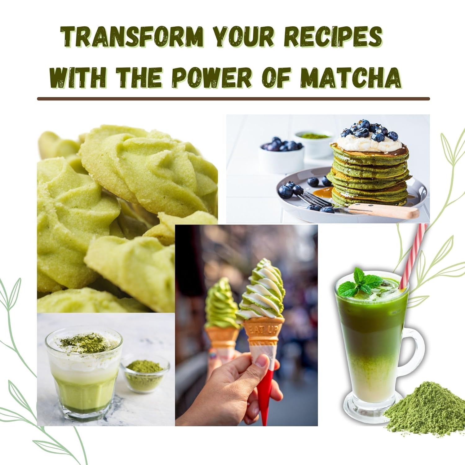 Organic Sweet Matcha Green Tea Powder - Cafe Style Blend by Cherie Sweet Heart - 16oz, Vegan & Gluten-Free, Rich in Antioxidants, Perfect for Lattes, Smoothies & Baking