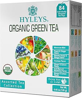 Hyleys Organic Green Tea 7 Assorted Flavors - 84 Tea Bags