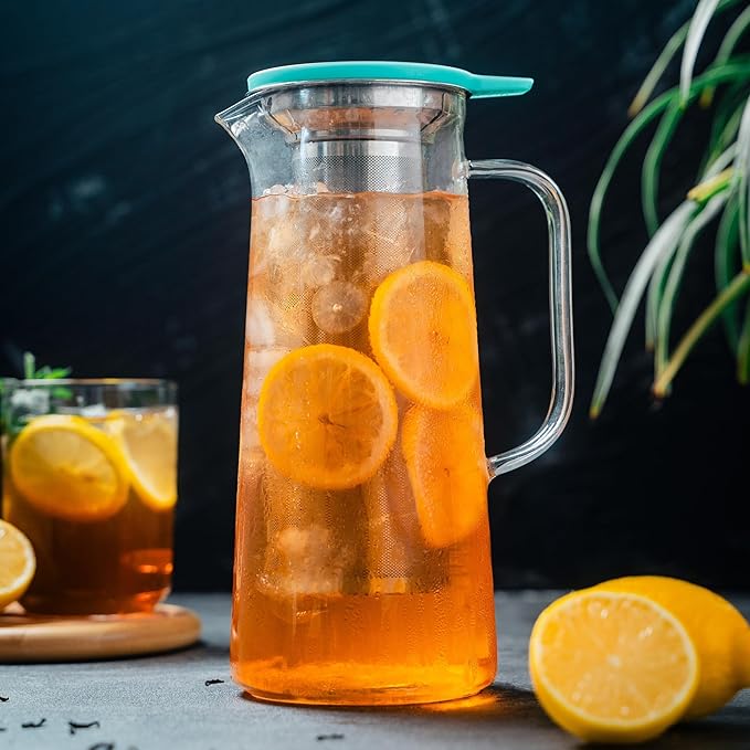 1.5L Fruit Infuser Water Pitcher-In Tea Infuser & Stainless Steel Candle Warmer Base - 500ml, Premium Gift Set for Tea Lovers, Perfect for Brewing and Keeping Tea Warm (1500ml)