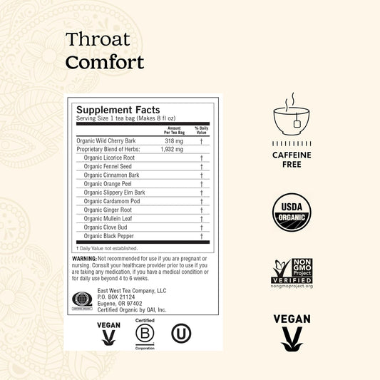 Yogi Tea - Throat Comfort (6 Pack) - Soothes the Throat with Wild Cherry Bark, Licorice Root, Mullein, and Ginger - Caff