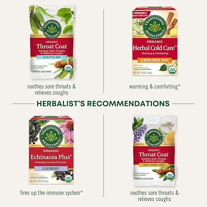 Traditional Medicinals Tea, Organic Throat Coat Eucalyptus, 96 Tea Bags (6 Pack)