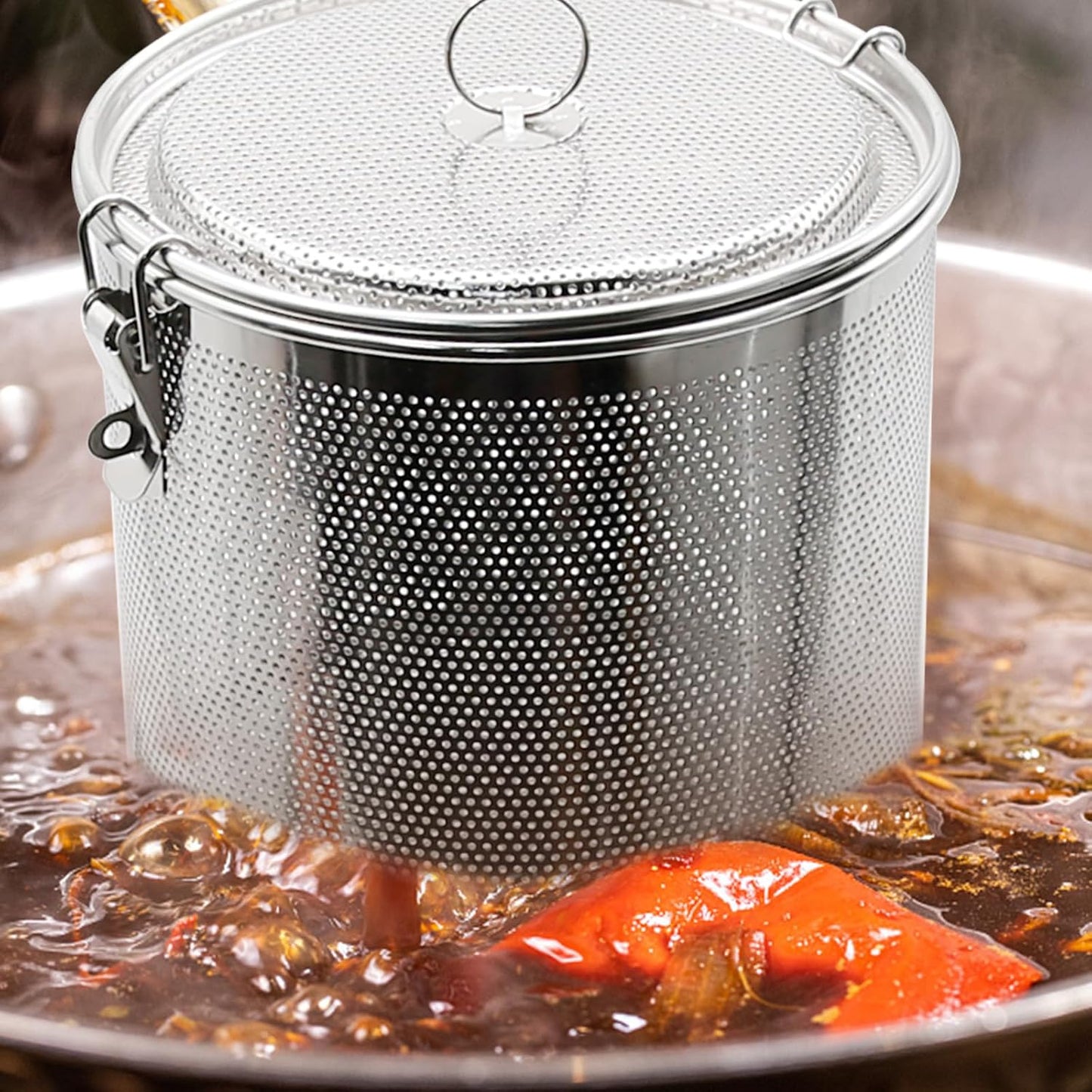 Tea Infuser, Stainless Steel Seasoning Strainer Tea Ball Filter Soup Seasonings Seperation Basket Spice Filter Tea Sieve for Home Restaurant Kitchen (5.11 x 5.7 inch)