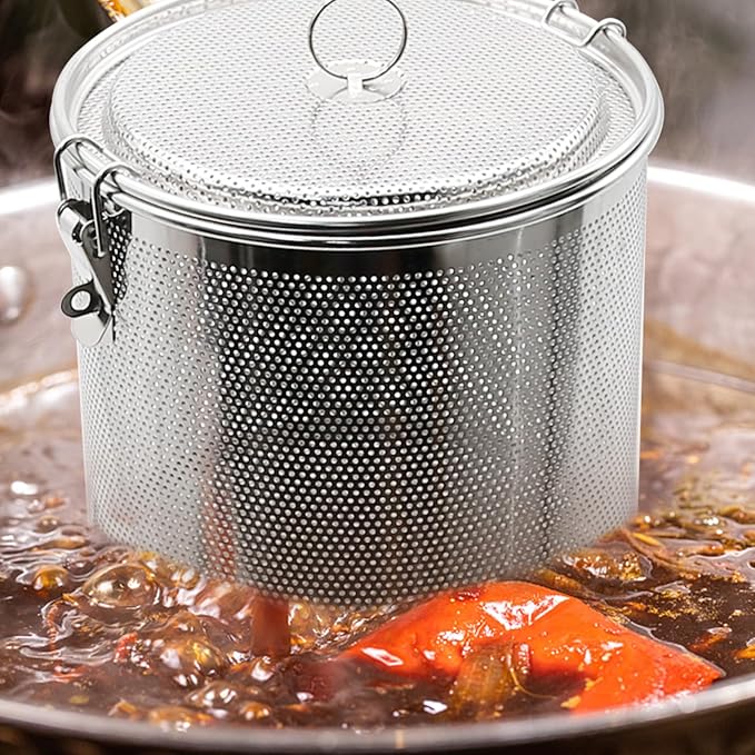 7inch Stainless Steel Seasoning Strainer Tea Ball Filter Soup Seasonings Seperation Basket Mesh Stewpot Basket Tea Infuser Tea Sieve for Home, Restaurant, Kitchen, Dining