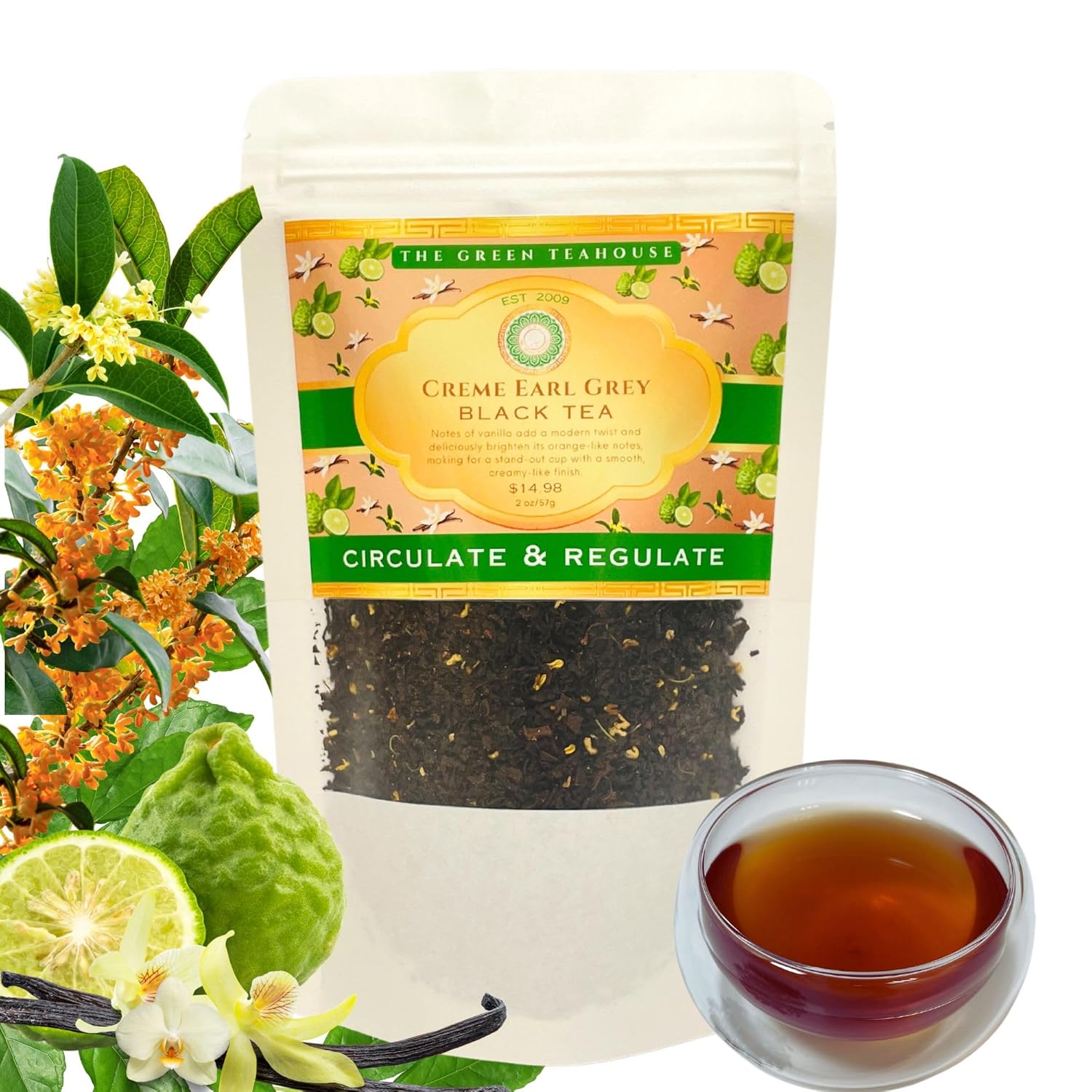 ORGANIC Earl Grey Loose-Leaf English Black Tea, 2oz, Naturally delicious, robust bergamont flavor.