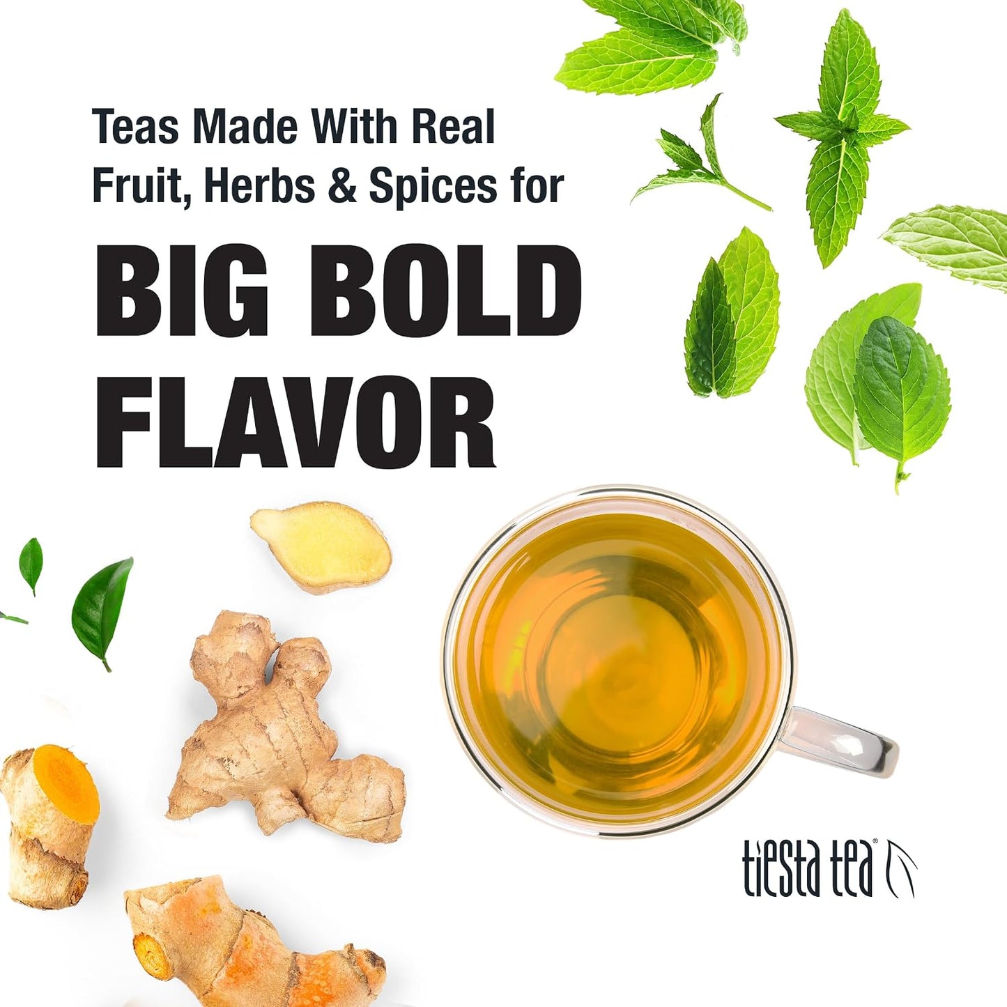 Tiesta Tea - Ginger Citrus Herbal Loose Leaf Tea | Lemon Ginger Tea with Mint and Chamomile, Caffeine-Free, Brew Hot or Iced, Makes Up to 25 Cups, Resealable Pouch, 1.2 Ounce