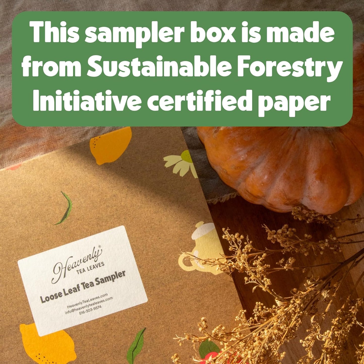 Heavenly Tea Leaves Organic Assorted 9 Loose Leaf Tea Gift Box (Approx. 90 Cups of Tea) - Sampler Set of 9 Teas & Herbal Tisanes, Great Hot or Iced, High to No Caffeine
