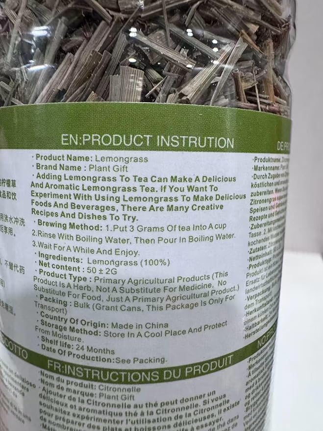 100% Lemongrass 35G/1.23oz Pure Lemongrass - Loose Leaf Wellness Herb Tea - Caffeine-Free - Fresh, Non GMO, Natural Dried Flowers Herbs for Soap Making, Syrup, Drinks lemon grass