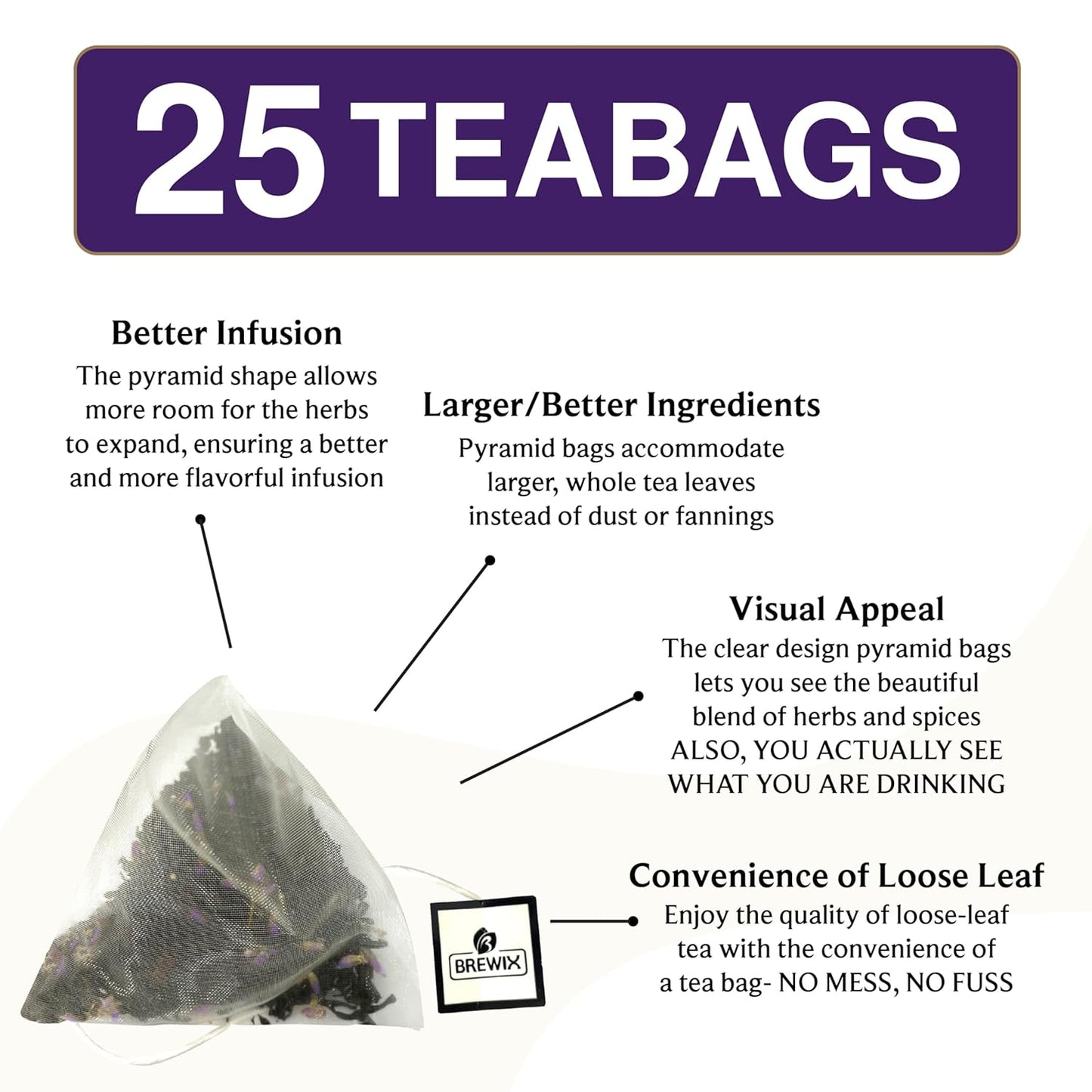 BREWIX, Earl Grey with Lavender Tea, Picnic in Paris Black Tea (25 Pyramid Tea Bags) | Black Tea with Bergamot, Lavender and Vanilla Notes | Gourmet Tea
