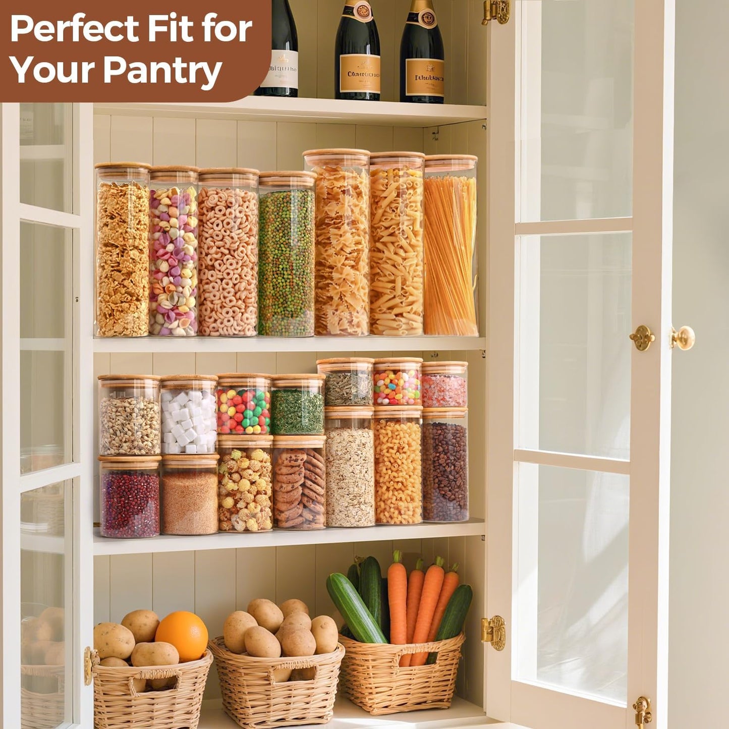 ComSaf Glass Storage Containers with Lids 0.6 Qt, 9 Pack Small Glass Jars | Small Glass Container, Spice Jar, Cookie, Candy, Family Snack Storage, Coffee Bar Organization, Size For Subpackage, BPA Free