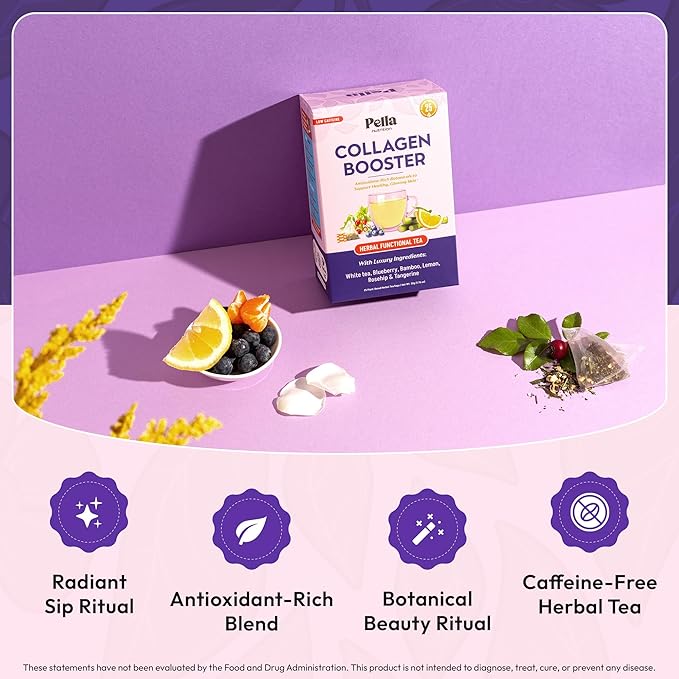 White Tea, Blueberry, Rosehip, Lemon, Tangerine, and Botanical Extracts Herbal Drink – Vegan, Kosher – Non-GMO & Low-Caffeine – Rich in Antioxidants – Breakfast Beverage for Healthy Glow (25 Tea Bags)