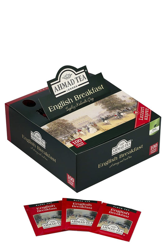 Ahmad Tea Black Tea, English Breakfast Teabags individually wrapped in foil, 100 ct - Caffeinated & Sugar-Free