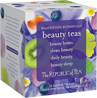 The Republic of Tea – Beautifying Botanicals Tea Assortment Gift (24 Individually Wrapped Herbal Tea Bags)