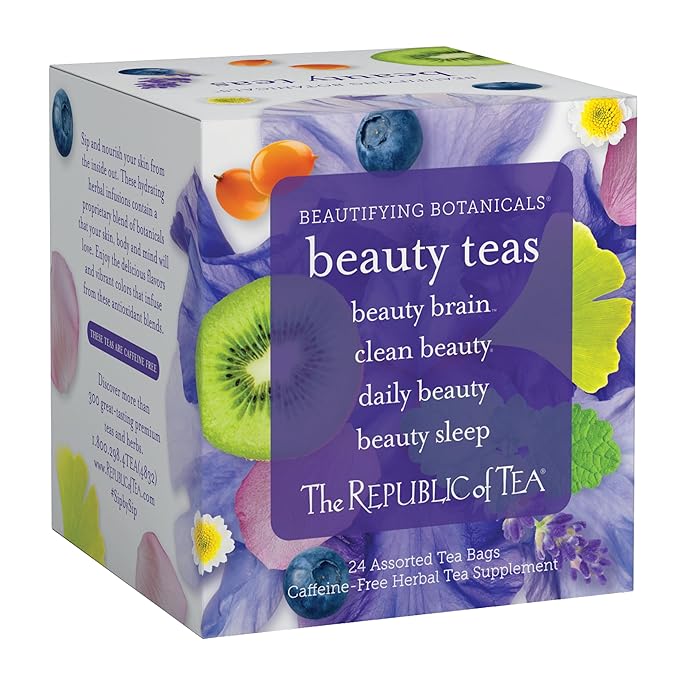 The Republic of Tea – Beautifying Botanicals Tea Assortment Gift (24 Individually Wrapped Herbal Tea Bags)