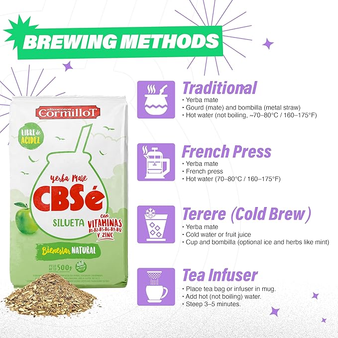 CBSe Silueta Yerba Mate – 500g (1.1 lb) Loose Leaf Herbal Tea – Naturally Flavored Argentine Yerba Mate – Smooth, Balanced, Refreshing