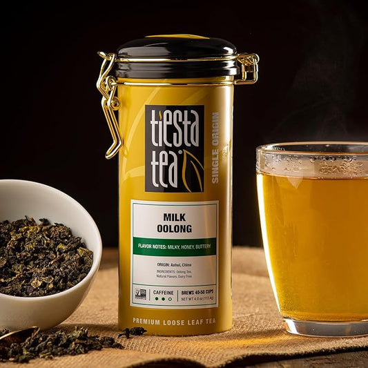 Tiesta Tea - Milk Oolong Tea, Loose Leaf, Single Origin Premium Oolong Blend from China, Medium Caffeinated, Makes Hot or Iced Drink & Up to 50 Cups, 100% Pure Unblended, 4oz Refillable Tin