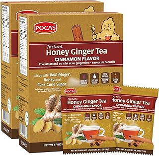 Pocas Tea Powder, Honey Ginger with Cinnamon, 20 Count (Pack of 2)